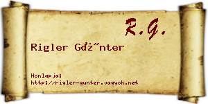 Rigler Günter névjegykártya